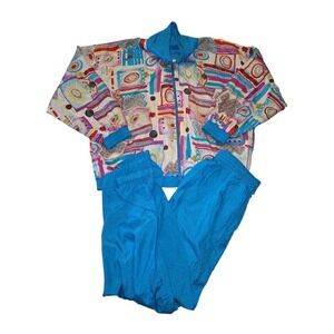 Vintage 90s Casual Isle 1X Reversible Windbreaker Tracksuit Set Plus Y2K